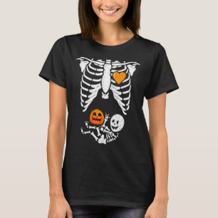 Camiseta Skeleton Pregnan Baby X Ray Halloween
