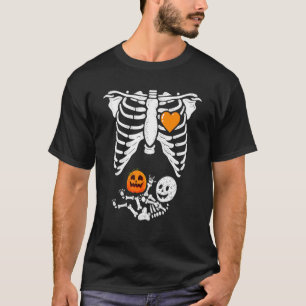 Camiseta Skeleton Pregnan Baby X Ray Halloween