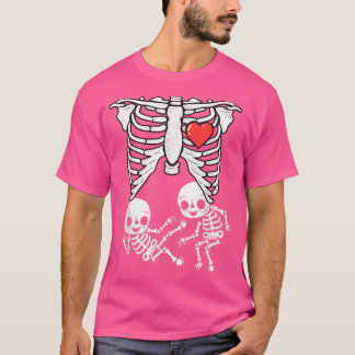 Camiseta Skeleton Pregnancy Announcement Shirt Boy Twins XR