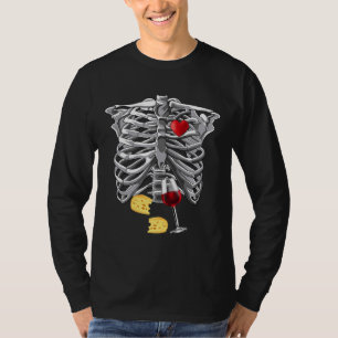 Camiseta Skeleton Pregnancy Chesses Wine Xray
