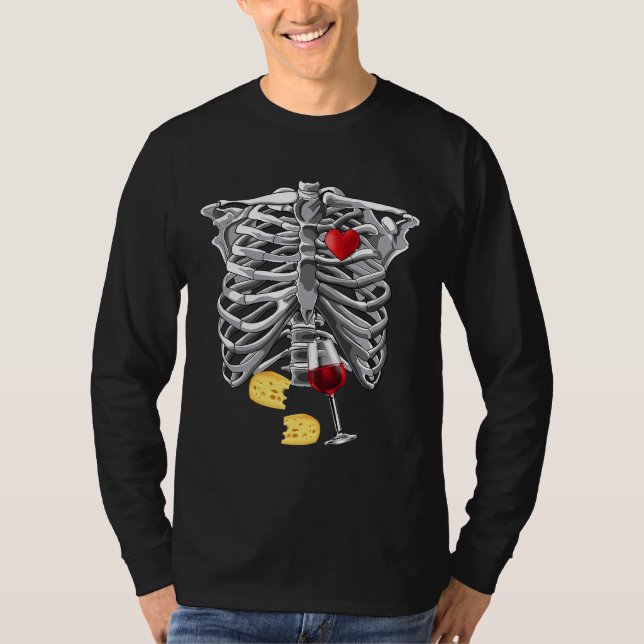 Camiseta Skeleton Pregnancy Chesses Wine Xray (Anverso)
