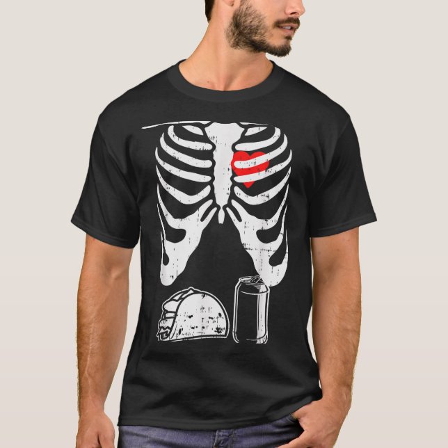 Camiseta Skeleton Pregnancy Taco Beer Xray Halloween Soon D (Anverso)