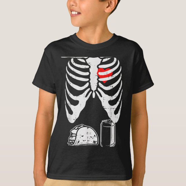 Camiseta Skeleton Pregnancy Taco Beer Xray Halloween Soon D (Anverso)