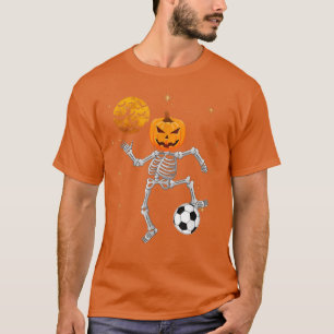 Camiseta Skeleton Pumpkin Soccer Halloween Boys Girls Kids 
