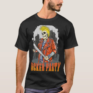 Camiseta Skeleton Punk Skull Rocker Fiesta Bate de béisbol