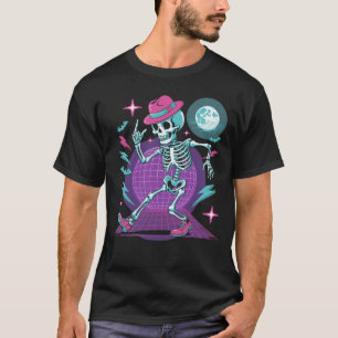 Camiseta Skeleton retro de baile Synthwave Halloween de los