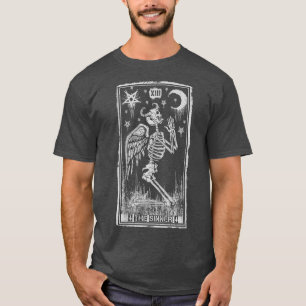 Camiseta Skeleton Retro Descascarando La Tarjeta Tárot De S