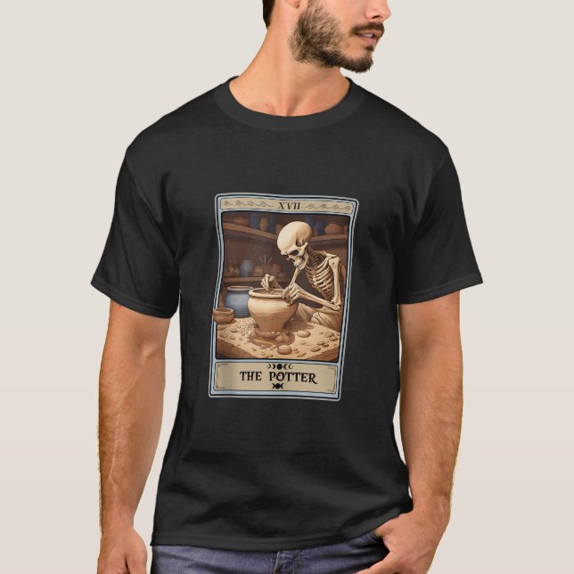 Camiseta Skeleton retro: Pota de Halloween con la tarjeta P (Anverso)