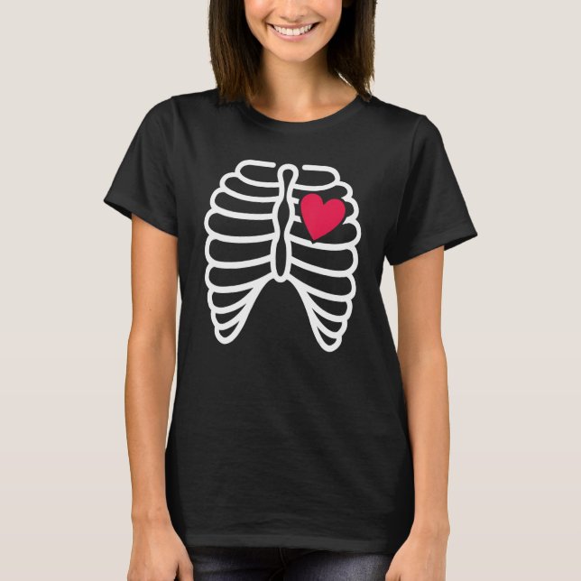 Camiseta Skeleton Rib Cage Heart X Ray Adults Kids  Hallowe (Anverso)