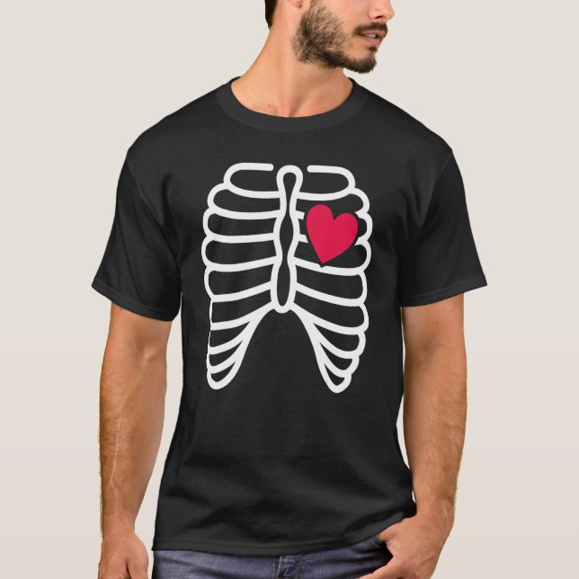 Camiseta Skeleton Rib Cage Heart X Ray Adults Kids  Hallowe (Anverso)