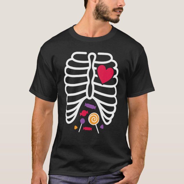Camiseta Skeleton Rib Cage Heart X Ray Candy  Halloween Tod (Anverso)