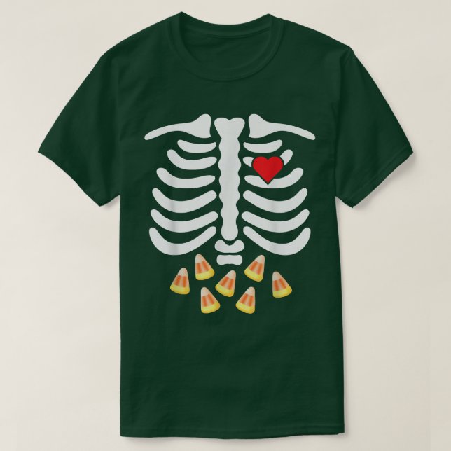 Camiseta Skeleton Ribs Junk Food Belly Candy Corn  Funny Ha (Diseño del anverso)