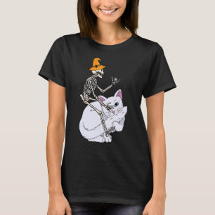 Camiseta Skeleton Riding Cat Lazy Halloween Disstume Cute K