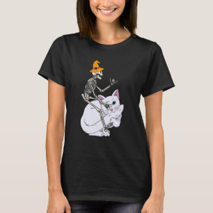 Camiseta Skeleton Riding Cat Lazy Halloween Disstume Cute K