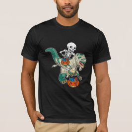 Camiseta Skeleton Riding Dinosaur Mummy Pumpkin Halloween