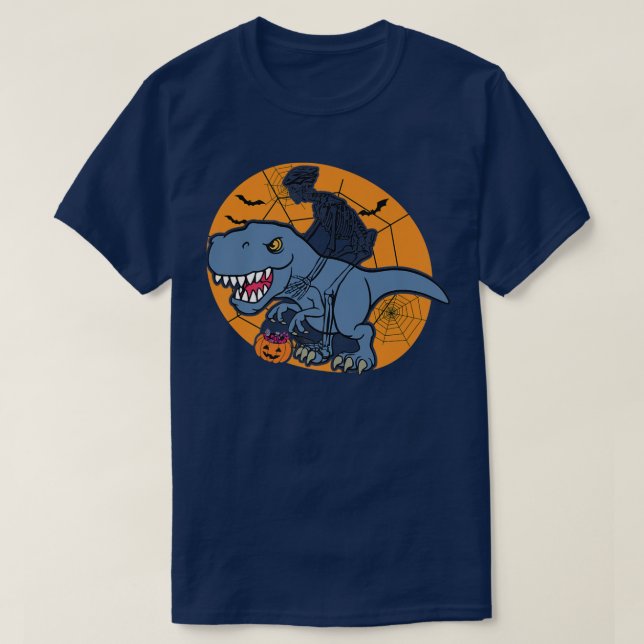 Camiseta Skeleton Riding Dinosaur T re Halloween Funny Pump (Diseño del anverso)