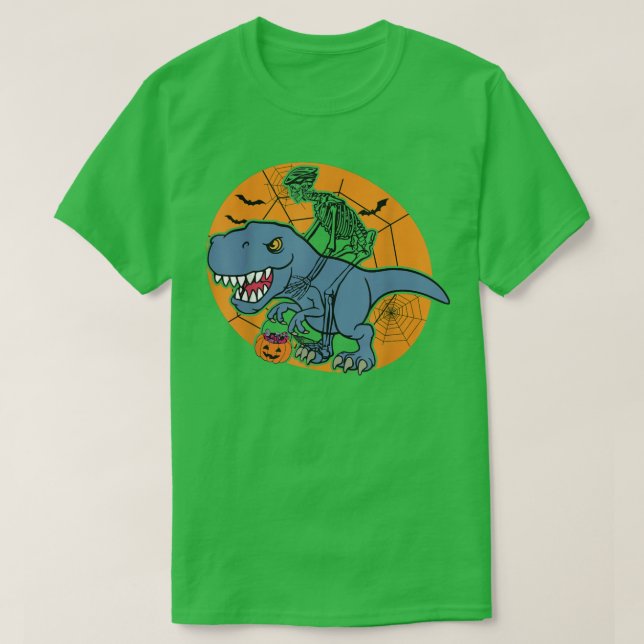 Camiseta Skeleton Riding Dinosaur T re Halloween Funny Pump (Diseño del anverso)