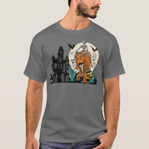Camiseta Skeleton Riding Dinosaur T Re Halloween Funny Pump