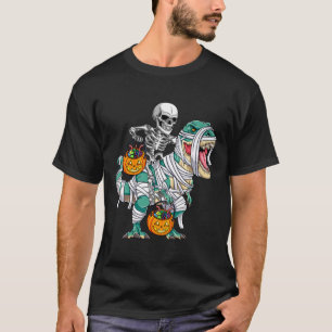 Camiseta Skeleton Riding Dinosaur T Rex Fun Niños Hallo