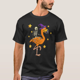 Camiseta Skeleton Riding Flamingo Funny Halloween 2021