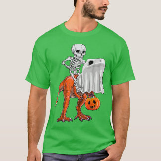 Camiseta Skeleton Riding Ghost Dinosaur T re Halloween Funn