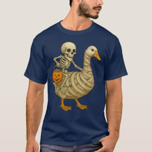Camiseta Skeleton Riding Mom Goose Halloween Funny Pumpkin