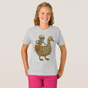 Camiseta Skeleton Riding Mom Goose Halloween Funny Pumpkin