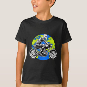 Camiseta Skeleton Riding Motorcycle Earth Day Guay Save The