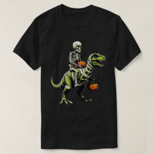 Camiseta Skeleton Riding Mummy Dinosaur Funny Halloween