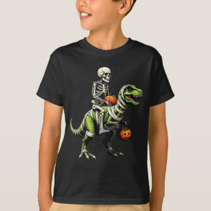 Camiseta Skeleton Riding Mummy Dinosaur Funny Halloween