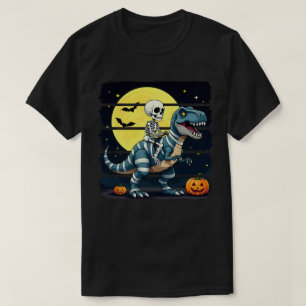 Camiseta Skeleton Riding Mummy Dinosaur Funny Halloween