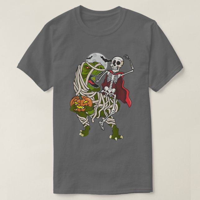 Camiseta Skeleton Riding Mummy Dinosaur Halloween T Re Pump (Diseño del anverso)