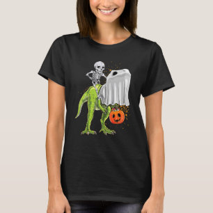 Camiseta Skeleton Riding Mummy Dinosaur rex Halloween