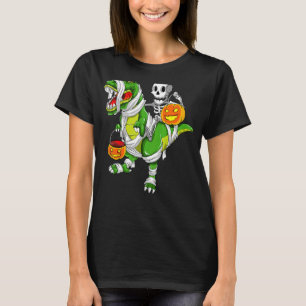 Camiseta Skeleton Riding Mummy Dinosaur rex Halloween