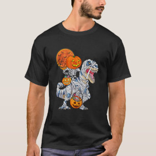 Camiseta Skeleton Riding Mummy Dinosaur Rex Halloween