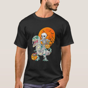 Camiseta Skeleton Riding Mummy Dinosaur Rex Halloween