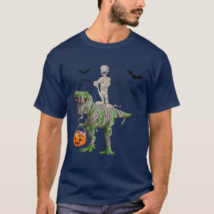 Camiseta Skeleton Riding Mummy Dinosaur Rex Halloween Funny