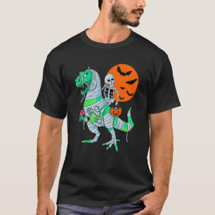 Camiseta Skeleton Riding Mummy Dinosaur rex Niños de Hallow