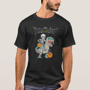 Camiseta Skeleton Riding Mummy Dinosaur rex Niños de Hallow