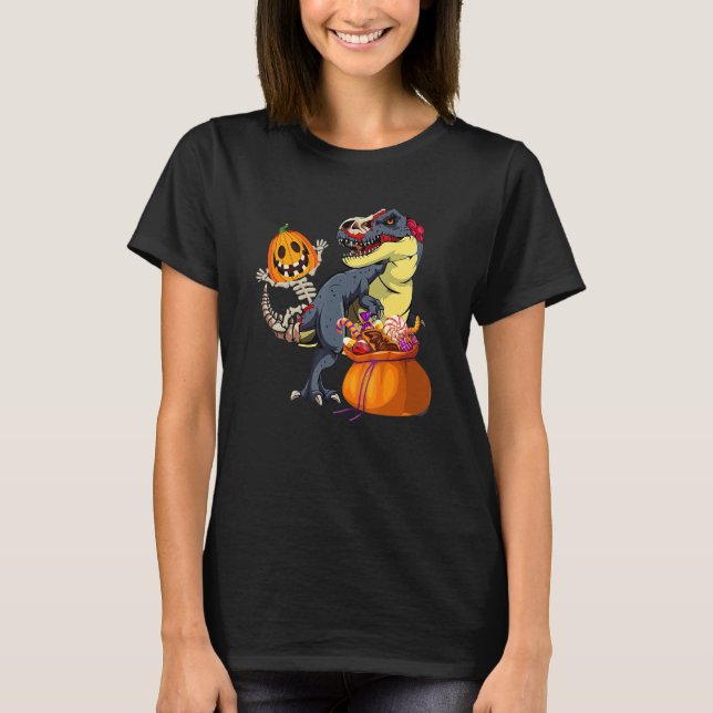Camiseta Skeleton Riding Mummy Dinosaur rex Para Niños H (Anverso)