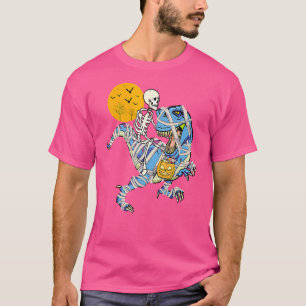 Camiseta Skeleton Riding Mummy Dinosaur rex Para Niños H