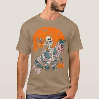 Camiseta Skeleton Riding Mummy Dinosaur T re Funny Hallowee