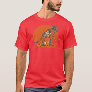 Camiseta Skeleton Riding Mummy Dinosaur T re Halloween Funn