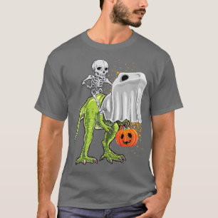 Camiseta Skeleton Riding Mummy Dinosaur T re Halloween Funn