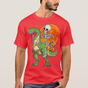 Camiseta Skeleton Riding Mummy Dinosaur T Re Halloween Pump