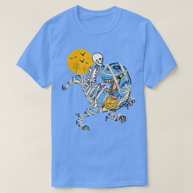 Camiseta Skeleton Riding Mummy Dinosaur T re para niños (Diseño del anverso)