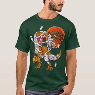 Camiseta Skeleton Riding Mummy Dinosaur T rex Funny Hallowe