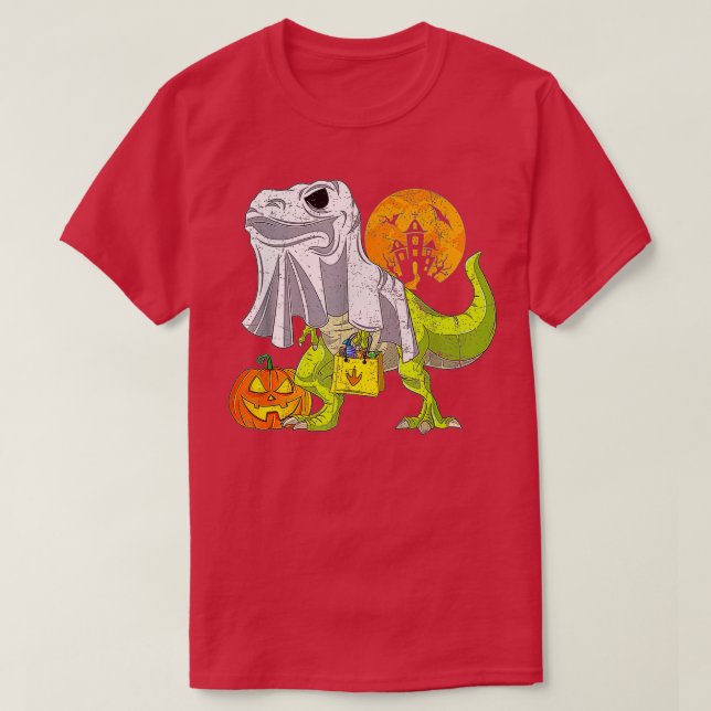 Camiseta Skeleton Riding Mummy Dinosaur T Rex Halloween Div (Diseño del anverso)