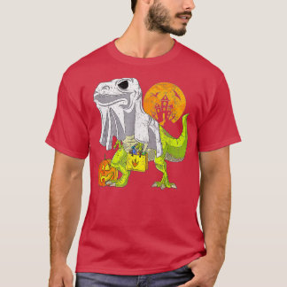 Camiseta Skeleton Riding Mummy Dinosaur T Rex Halloween Div