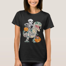 Skeleton Riding Mummy Dinosaur T rex Halloween Div